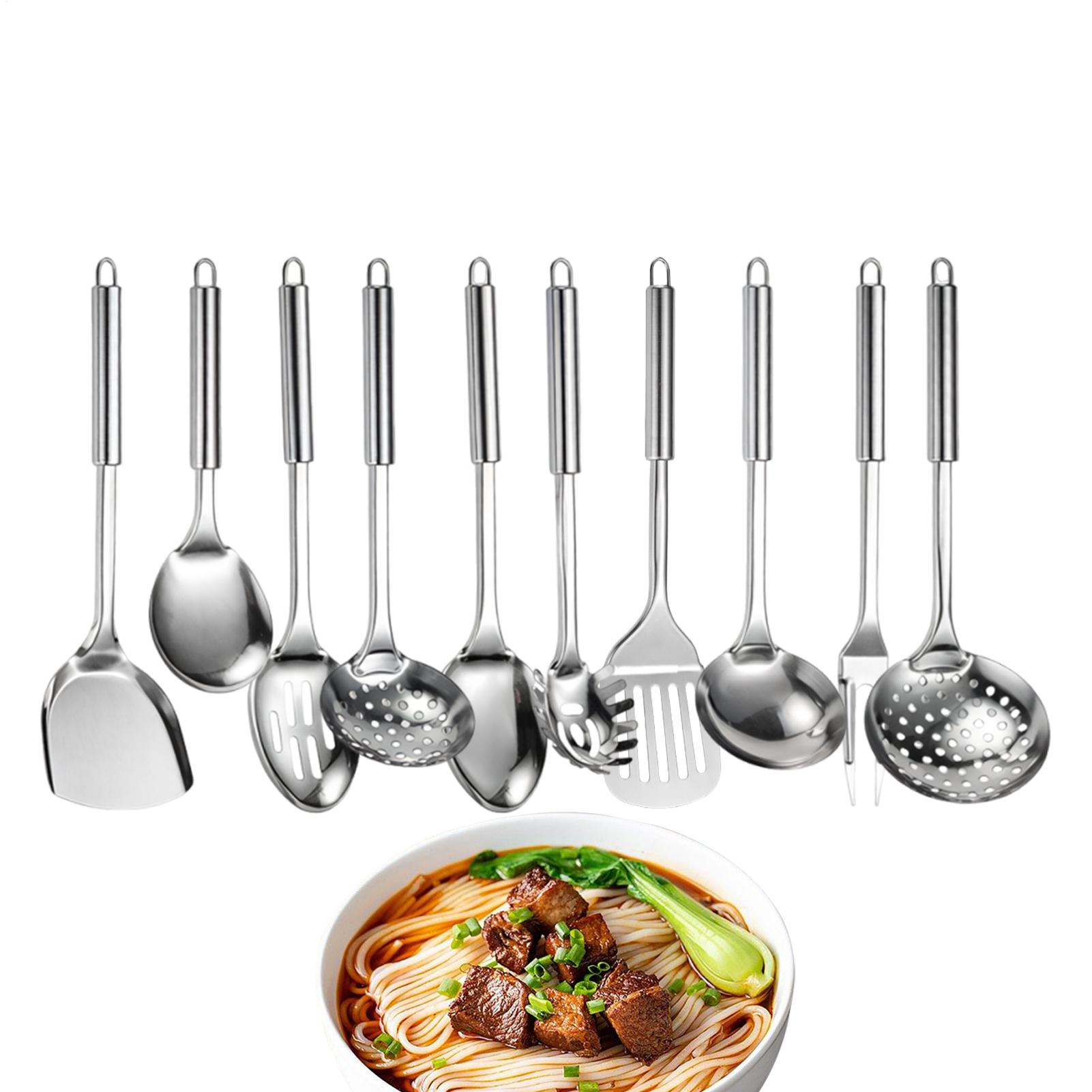 10pcs Stainless Steel Spatula Kitchen Utensils Set Multifunctional Spatula Gadgets Including Spatula, Colander, Spoon, Shovel China Mainland