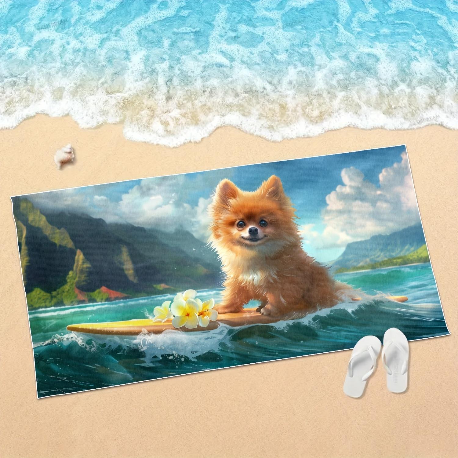 

Dog Design Ultra Absorbent Beach Towel, Soft Fast Drying for Outdoor Trips Camping W30*H60(CM)
