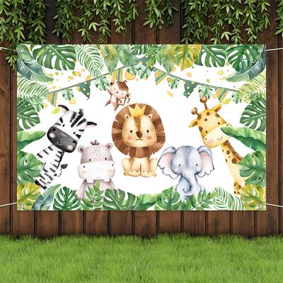 Jungle Animal Theme Backdrops Table Runner Jungle Safari Happy Birthday Party Favor Baby Shower Child Birthday Party Decorations