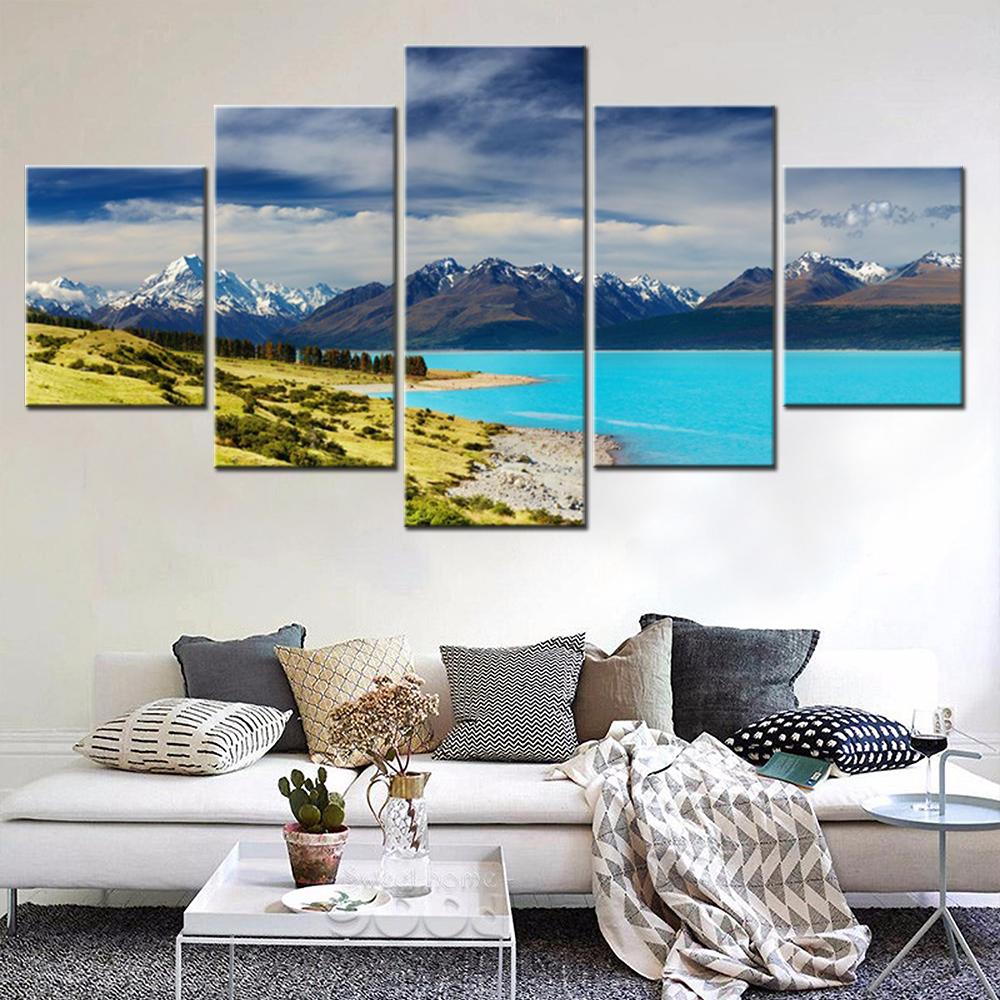 5 Pieces Canvas Wall Arts Poster Painting New Zealand Nuture Wallpaper HD Modular Home Decor Picture Print Living Room Mural No Frame