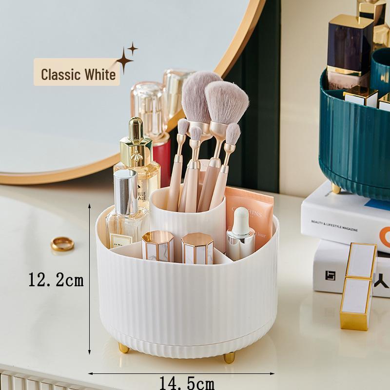 

Rotating Cosmetics Storage Box for Desktop & Bathroom - Organize Makeup, Lipstick, and Skincare Products. белый
