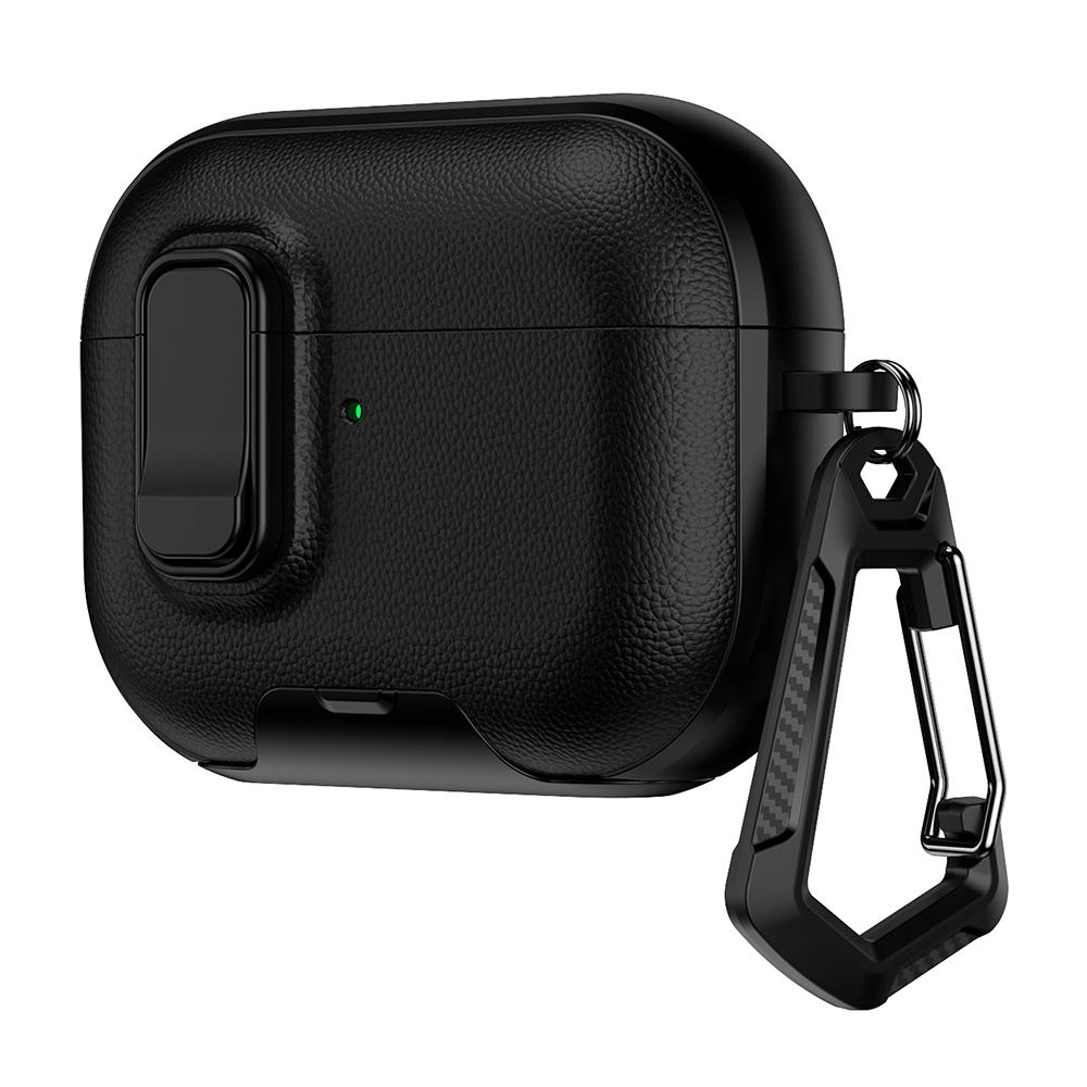 For AirPods Pro 3 Case with Stand Dual Color Texture TPU + PC Earphone Cover with Lock Buckle and Carabiner