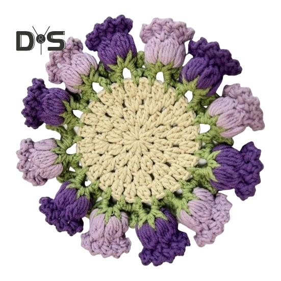Gehäkelter Rosenstrauß-Untersetzer, hitzebeständig, DIY, handgefertigt, strickend, Blumen, Kaffeetasse, Tassenmatte, Küchenarbeitsplatte, Tisch, Schreibtisch-Dekoration