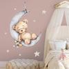 Wall Decoration NEW Cartoon Bear Sleeping On The Moon and Stars Wall Stickers for Kids Baby Room Wall Nterior Decoration Tools