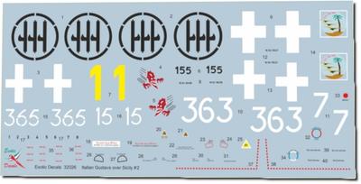 Toromodel Gustav über Sizien Italienische Luftwaffe Bf 109G Teil 2 Plastikmodell Abziehbilder TRMED32026 1/32 #2 (Flugzeug)