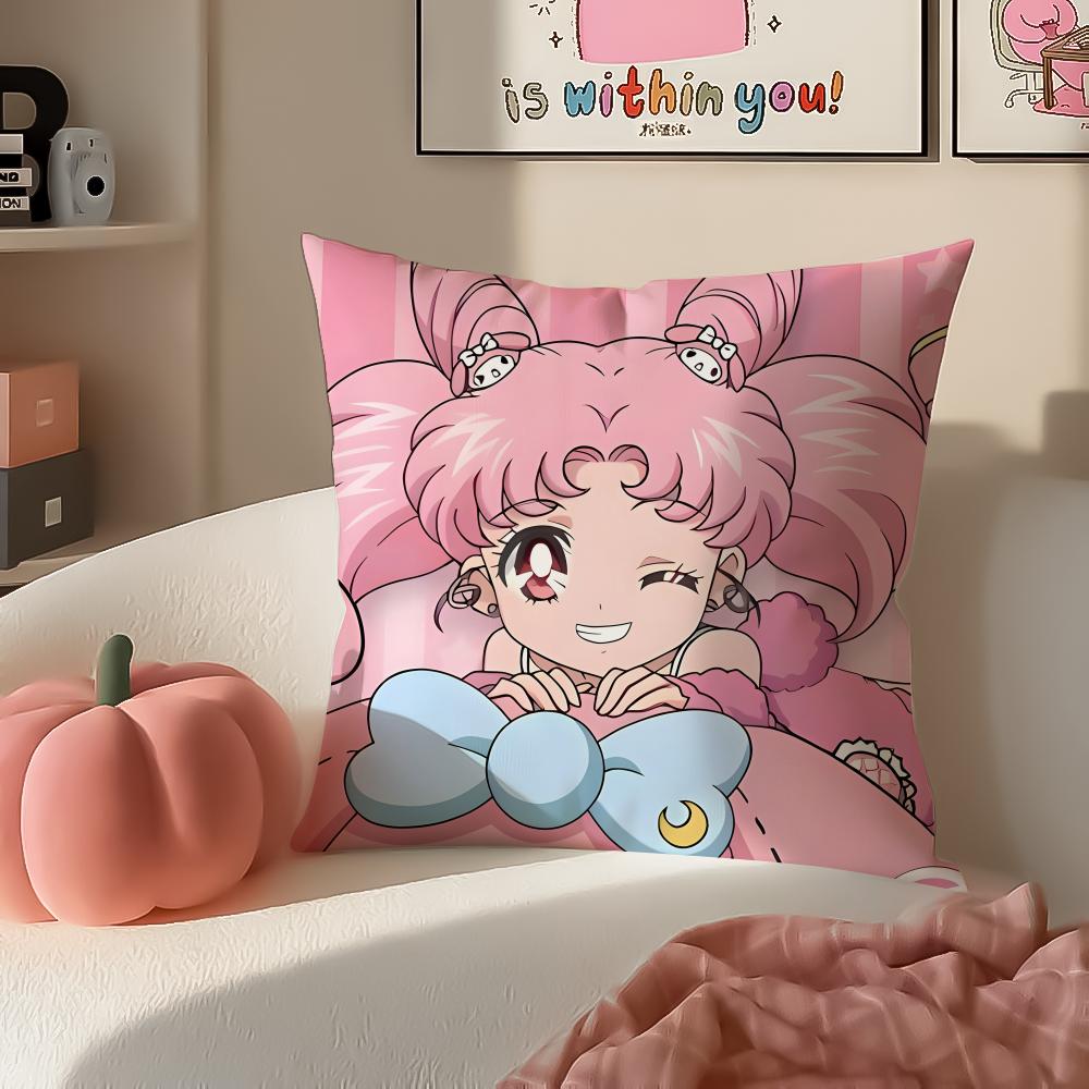Magical Girly Cute Anime SSailor MMoon Cushion Cover Pillowcase Short Plush Invisible zipper Room Sofa Cushion Cover
