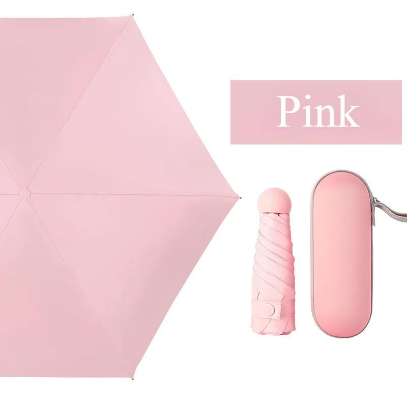 

1 шт. Мини виниловый портативный ручной пятисложный складной зонт Складной солнцезащитный зонт от солнца Зонт-парасоль Зонт-парасоль Мини-зонт IRON&6K розовый
