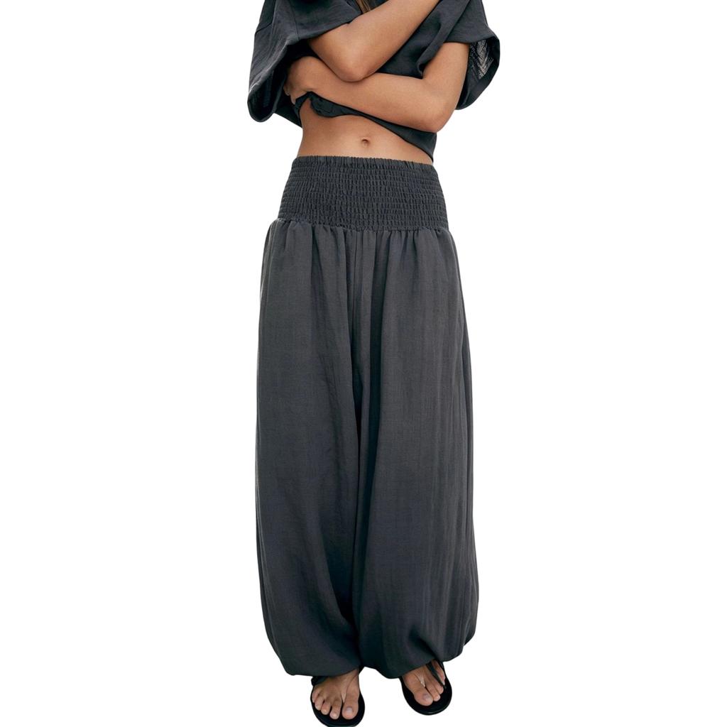 Women High Waist Loose Fit Lantern Pants Elastic Waistband Casual Relaxed Fit Lightweight Trousers for Everyday Wear