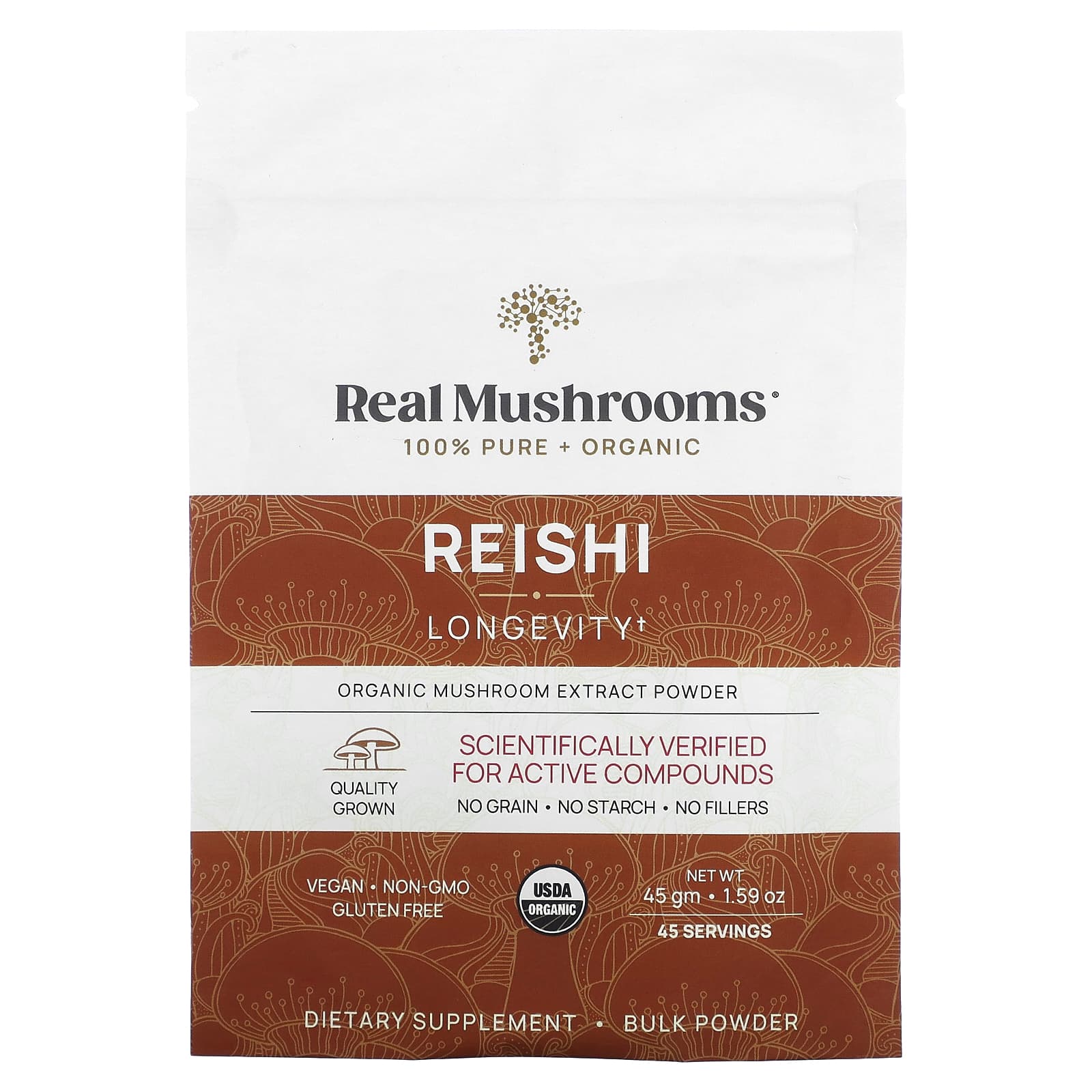 

Reishi Mushroom, Organic Mushroom Extract Powder, 45G(1.59Oz)