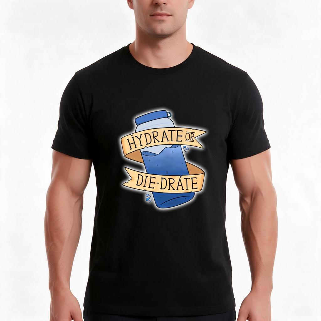 Hydrate Or Diedrate Tshirt Summer Casual Cotton Tee Oversized Streetwear Tops Vintage Graphic Print Loose Fit Short Sleeve
