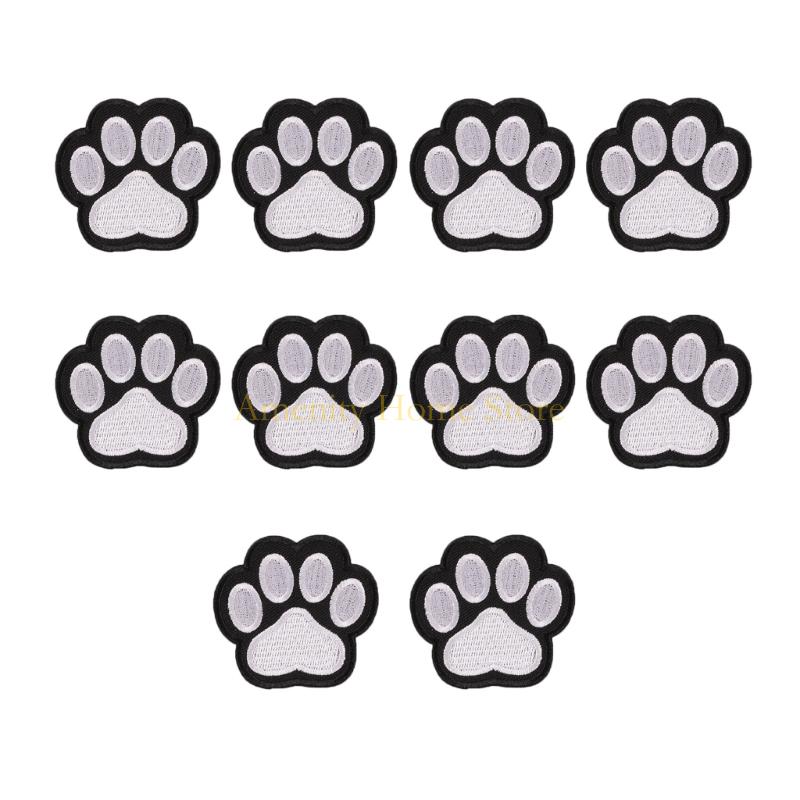 F26C 10/50 Pcs Animal Paws Embroidered Patches Iron On Patches Dog Paws Patches