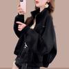 Solid Color Stand Collar Sweatshirt with Stylish Design, Women's Fashionable Outerwear for Autumn and Winter