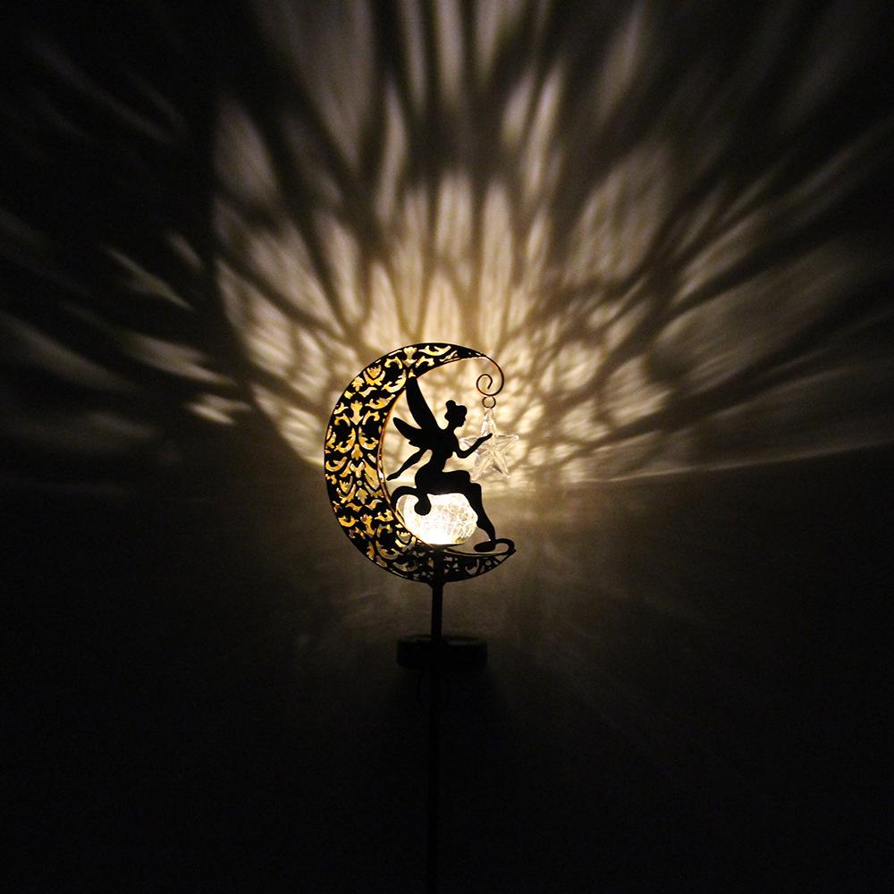 Solar Moon Stake Light: Outdoor Garden, Courtyard & Camping Decorative Iron Lantern