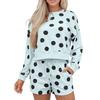 Womens Polka Dot Print Casual Two-Piece Set Loose Fit Hoodie Long Pants Winter Outfit