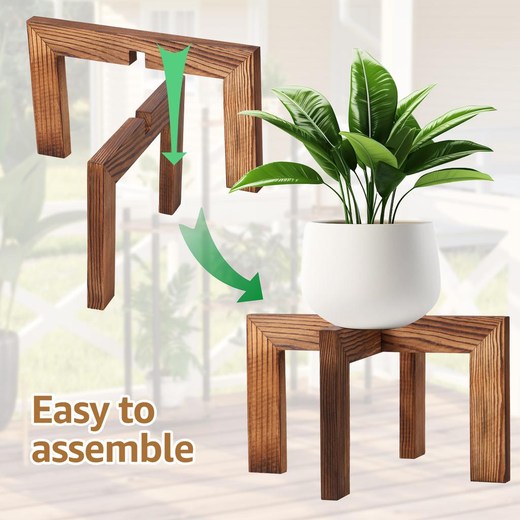 Wood Plant Stand Indoor Flower Pot Stand Simple Fashion Modern Plant Holder Sturdy Wood Home Decoration for Home Office Balcony