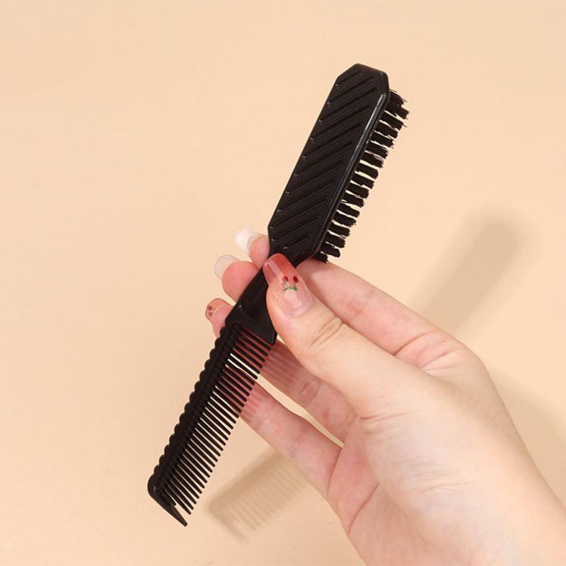 Double-Sided Comb Brush Black Small Beard Styling Brush Professional Shave Beard Brush Barber Vintage Carving Cleaning Brush