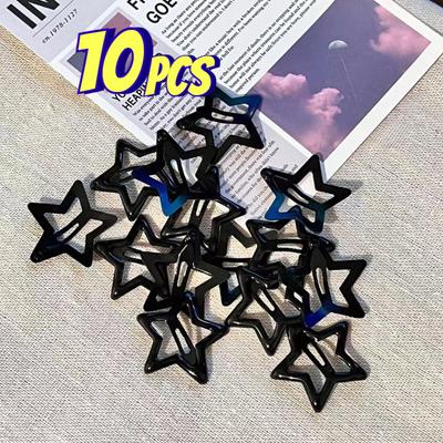 10 stücke Mädchen Schwarz und Grau Stern Bobby Pin Haarnadel Cool Charme Metall BB Haar Clips Für Frau Pentagramm Harajuku Headwear zubehör