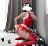 Sexy Christmas Body Stocking Santa Cosplay Red Lingerie Costume Photo Shoot Sheer Reindeer [Lady Lazy]