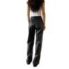 Plus Size PU Leather Retro Slimming Straight Leg Pants for Women - Spring & Autumn Trend