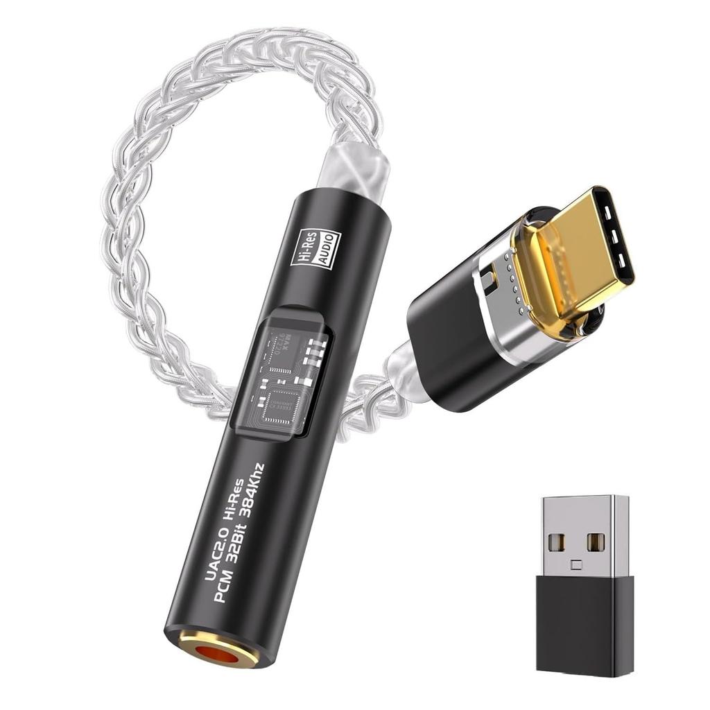 eppfun DAC Headphone Amplifier PCM Compact DAC Amplifier Compatible with iPhone and Tablets USB-C (Supports 24-bit/96kHz / 32-bit/384kHz) 3.5mm Hi-Res