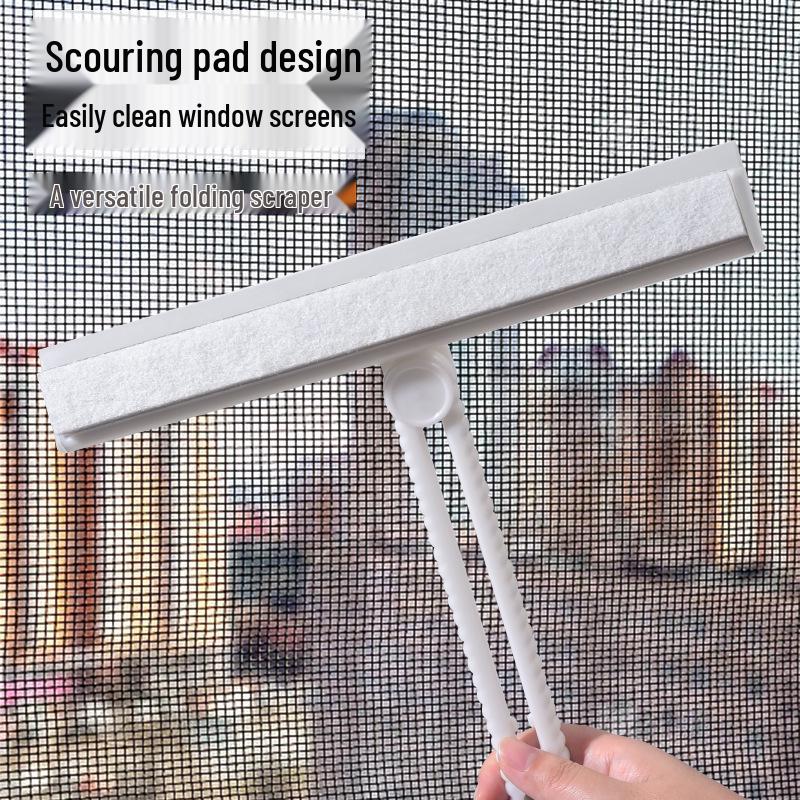 Multifunctional Foldable Glass Cleaning Brush with Hand Scraper for High-Rise Windows