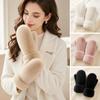 1pair Thickened Plush Gloves Soft Full-Finger Gloves New Imitation Rabbit Fur Gloves Women