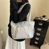 Simple Solid Color Corduroy Shoulder Bags for Women Large Capacity Multi-Pocket Ladies Tote Bag Casual Portable Female Handbags