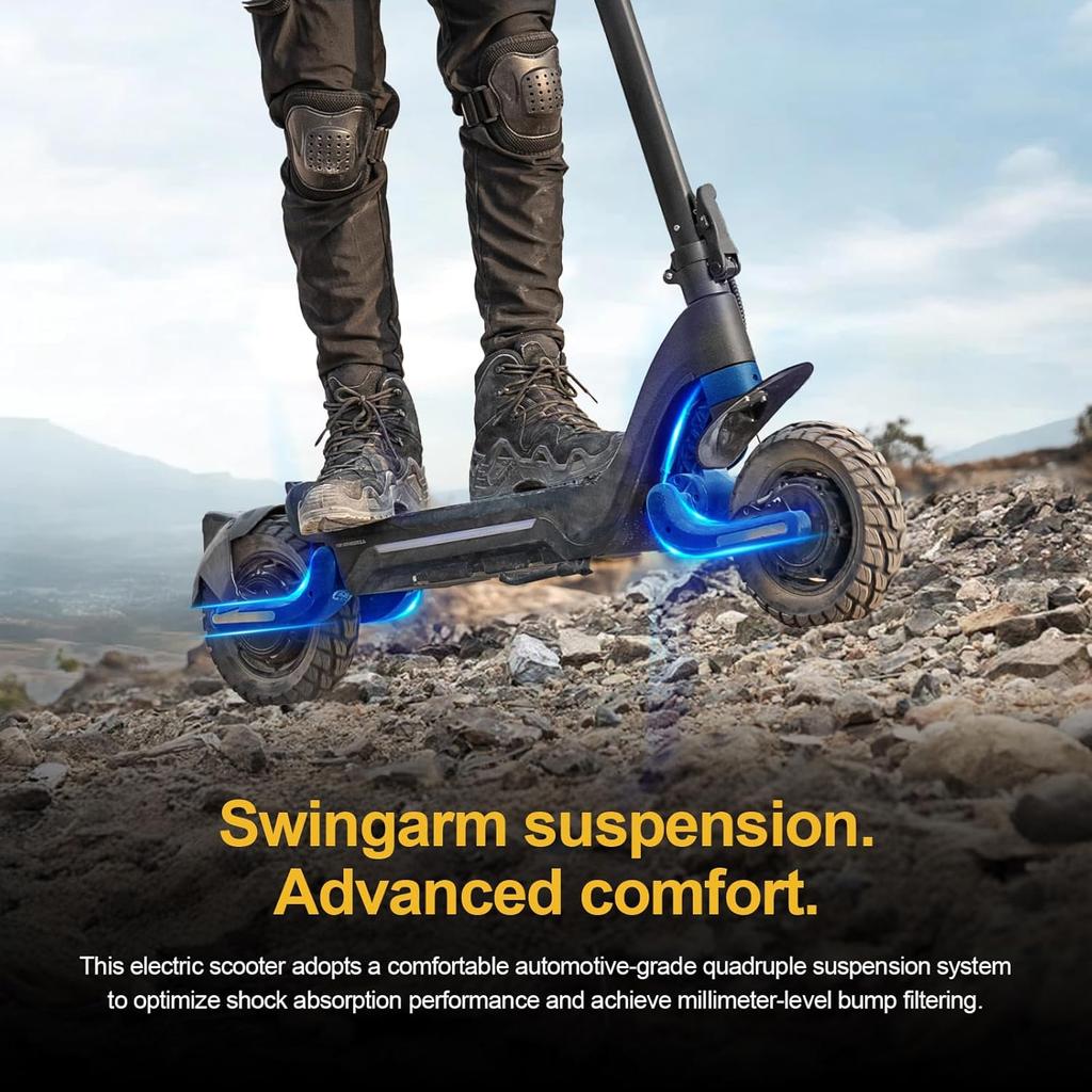 Elektrikli Scooter, 70-80 km Menzil/2000W Çift Motor, 10 İnç Arazi Lastikleri, Elektrikli Scooter Yetişkin 150 kg Taşıma Kapasitesi, TODIMART X5S