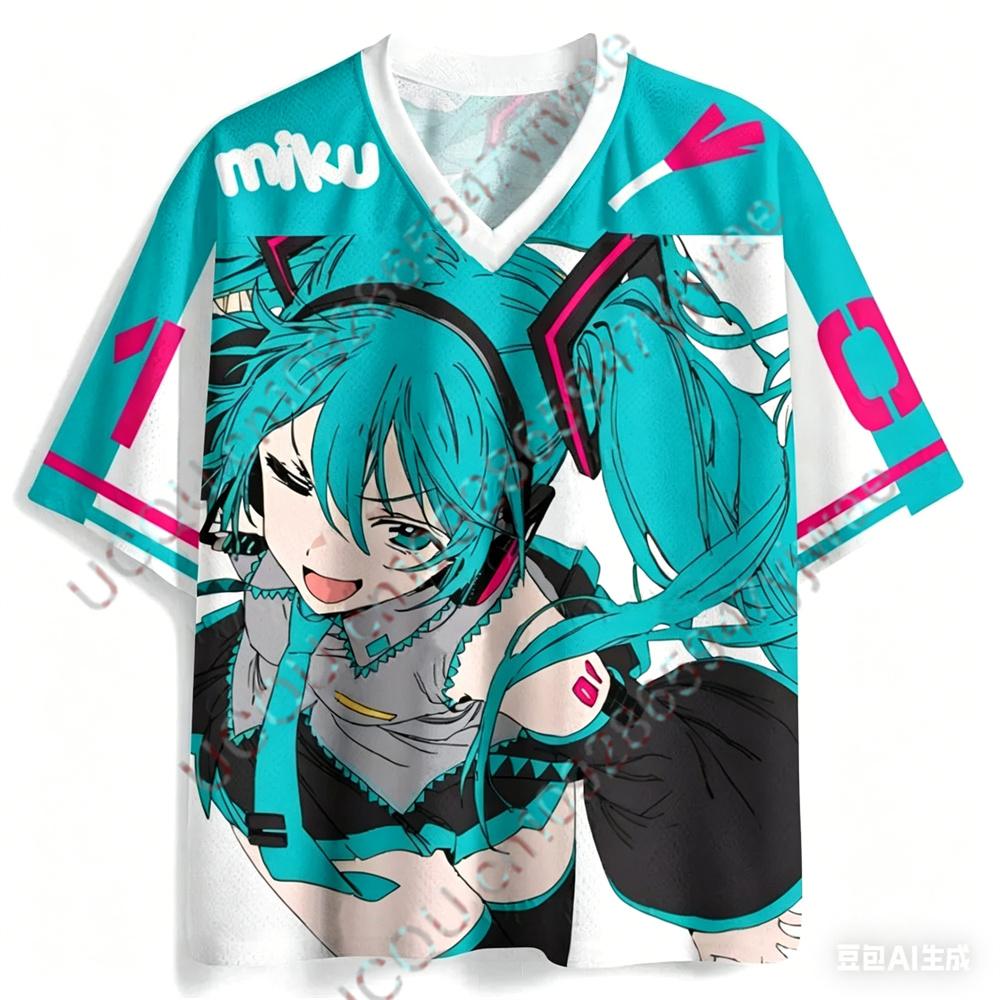 2026 Hatsune Miku Cartoon Girl Graphic Jersey Short Sleeved Fan Gift Tee Cosplay Clothing Summer Men'S And Women'S T-Shirt