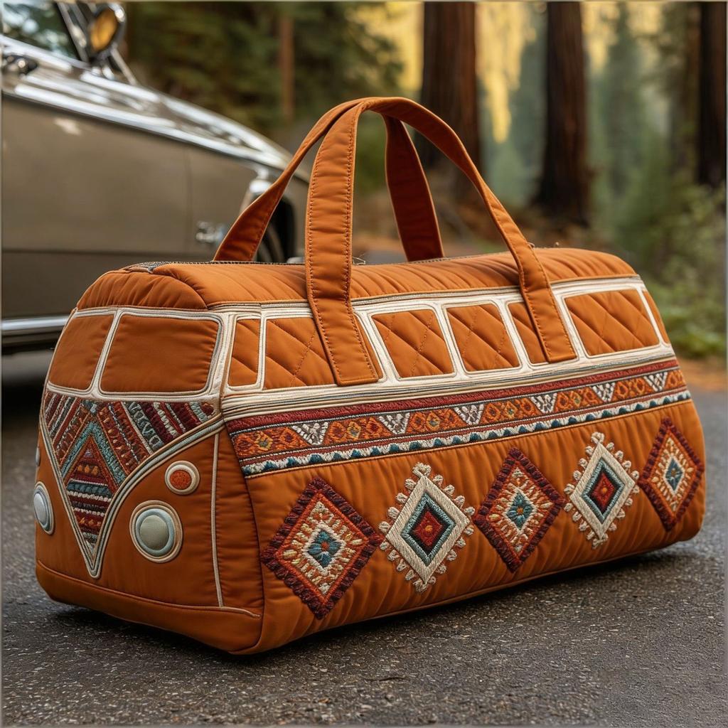 Retro Quilted Travel Bag, Bohemian- Weekend Travel Tote, Large-Capacity Carry- Luggage