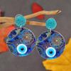 European Fashion Round Acrylic Jewelry Set: Demon Eye Palm Pendant, Earrings, Necklace, Charms
