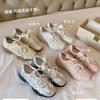 Cowhide Version~ Su Yinyin Has the Same Crescent Sole Lace Pearl Mandarin Duck Belt Platform Casual Sports Shoes Women's German Training Shoes