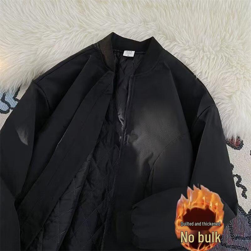 Men s Trendy American Style Padded Flight Jacket - High-End Harrington with Stand Collar Triple Extra Large
