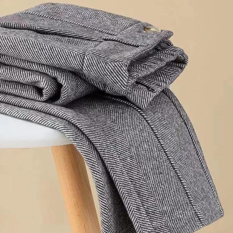 Pantaloni din amestec de lână cu talie înaltă, femei, iarna, căptușiți cu pluș, pantaloni harem, ocazional, calduri, până la gleznă, de lână.