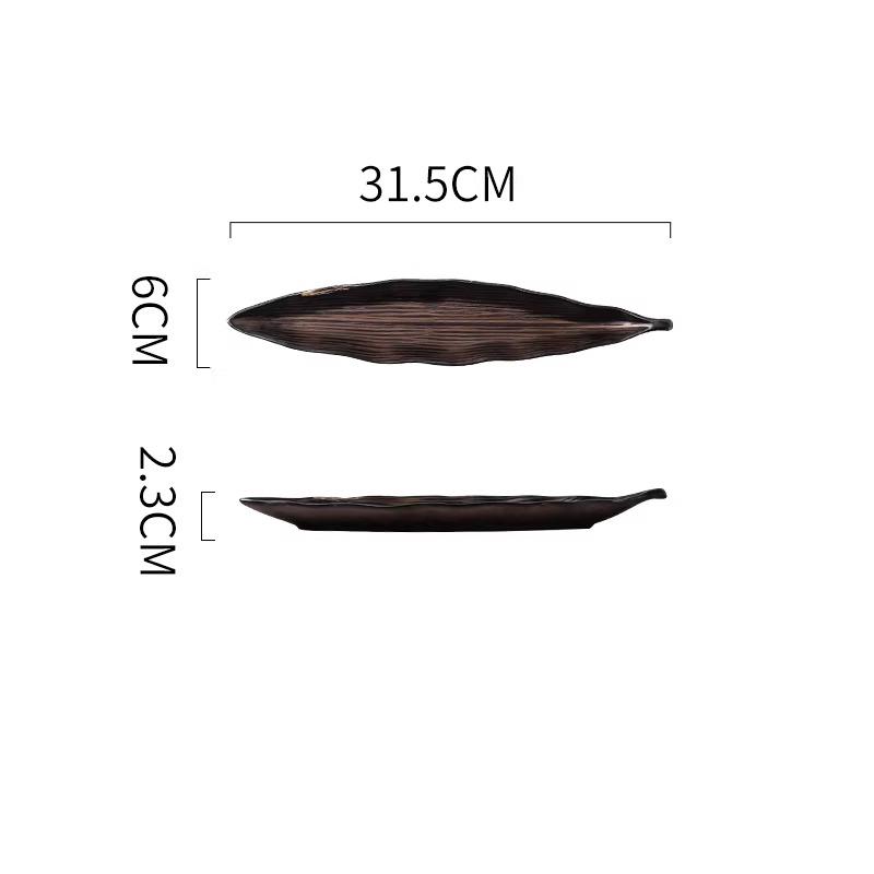 1PC Leaf Plate Japanese Cuisine Personalized Creative Retro Saury Ceramic Sushi Commercial Special-shaped Dim Sum Plate
