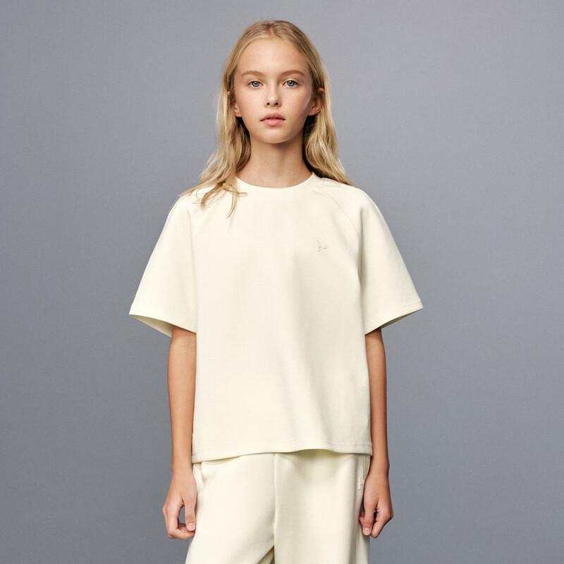 ELLE KIDS Girls  Versatile Basic Round Neck Short Sleeve T-Shirt 160