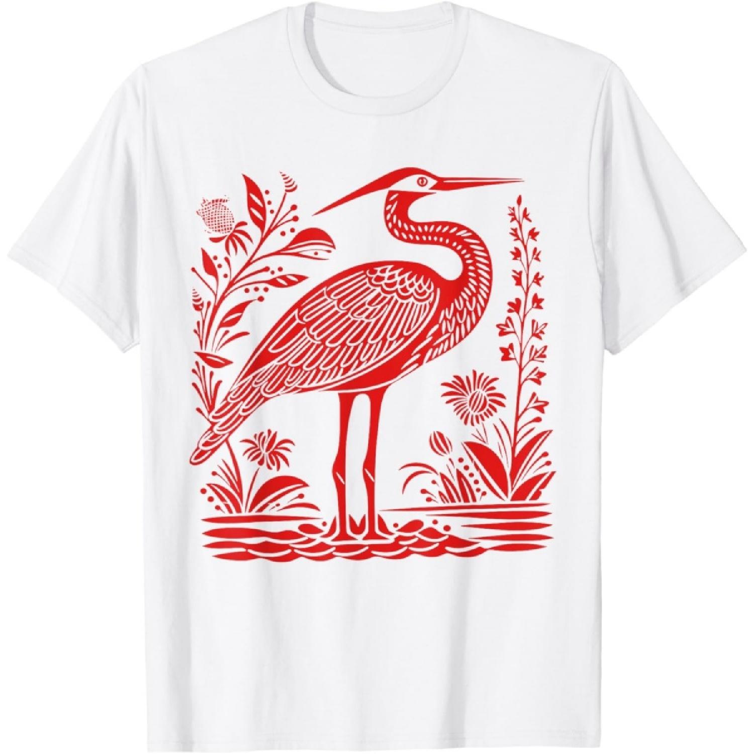 Heron Graphic For Bird Lover Girl Women T-Shirt S