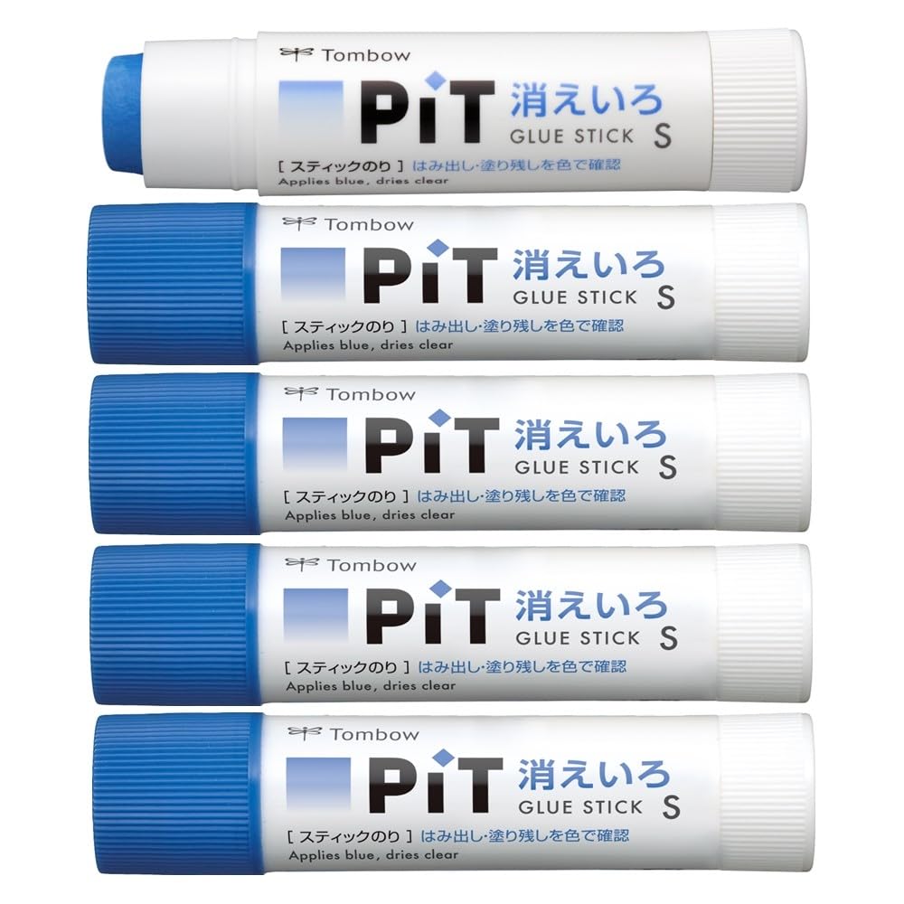 Tombow Pencil Disappearing Color PiT Stick Small Size 5 Glue, (Color Disappears) (10g), Pieces, HCA-513