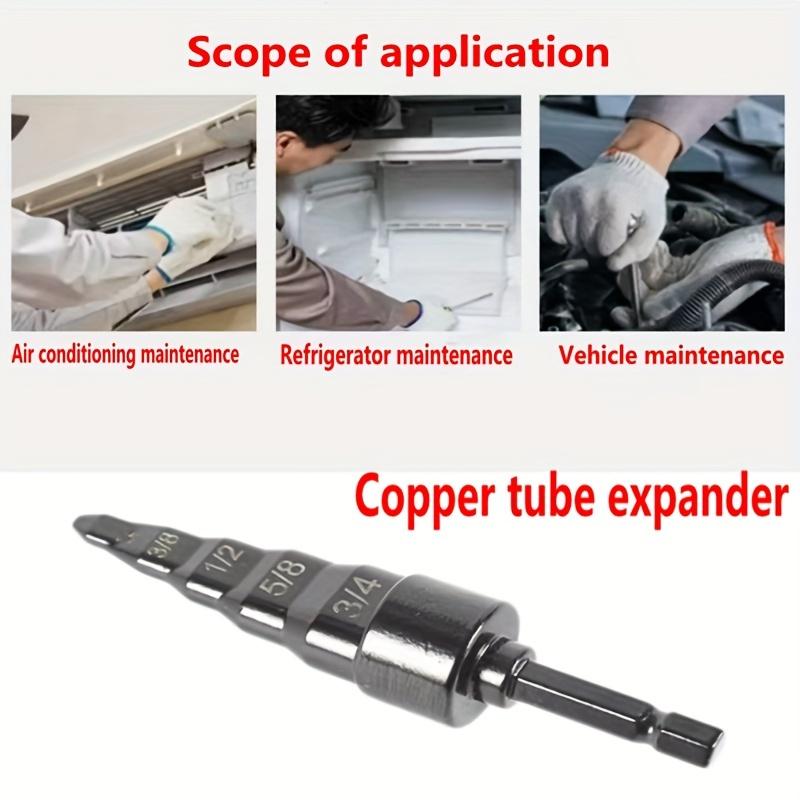 5-in-1 Air Conditioner Drill Bit Pipe Expander Tool - Cast Iron Single Item Packaging with Straight Flute and Hex Shank for Efficient Copper Pipe