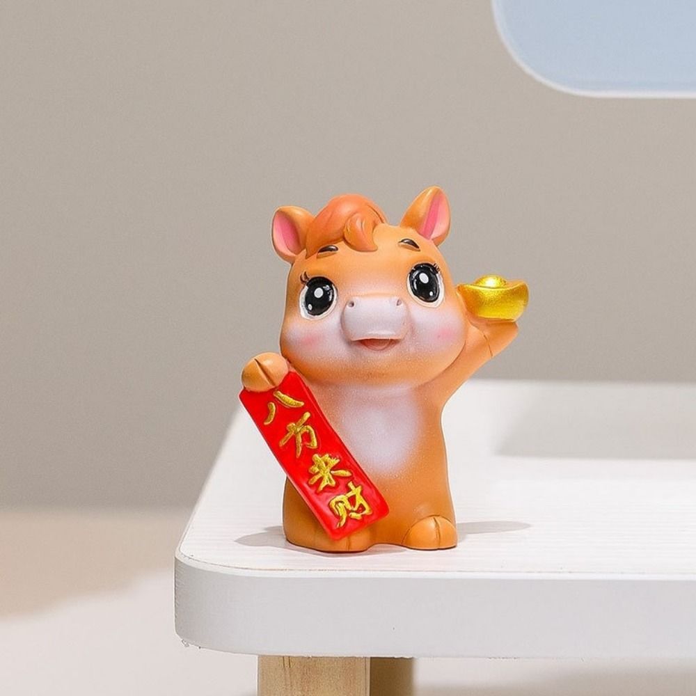 Resin Horse Figurines Lifelike Horse Year Figurines Cute Horse Statue Car