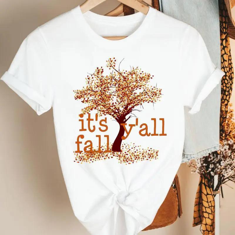 Fashion Womens Pumpkin Spice Coffee Thanksgiving Halloween Casual Crew Neck Short Sleeve Tshirt Women T Shirt