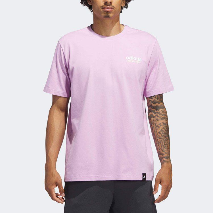 Adidas T Shirts Men's Pink Crew Neck Moderate Straight Fit IN7440