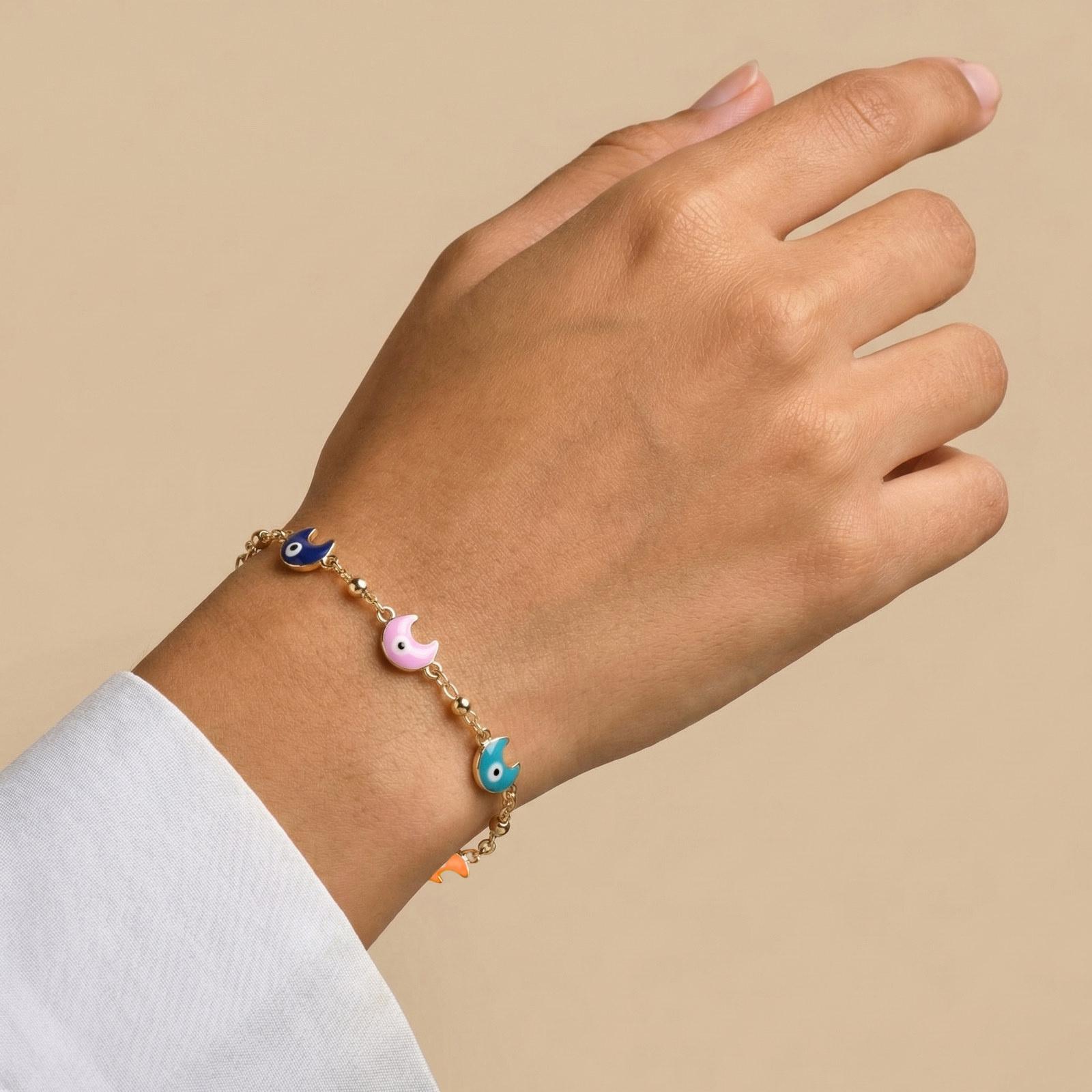 

Lucky Turkish Eye Anklet Gold Plated Stainless Steel Non Tarnish Summer Foot Jewelry for Women Beach Gift