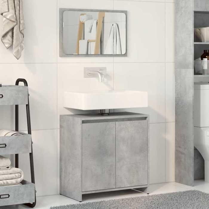 VidaXL 2-piece Bathroom Furniture Set Concrete Grey, Bathroom Cabinet, Bathroom Cupboard, Furniture 856066