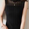 Women Half Turtleneck Lace Knit Camisole Elegant French Sleeveless White Slim Base Top Suit Inner Shirt