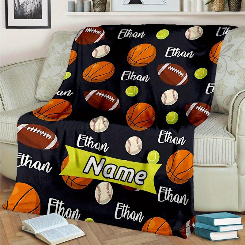 Ball Sports Ethan Shawl Blanket Personalized Name Option Soft Comfortable Stylish For Bedroom Bed Sofa Office Camping Warming Perfect Gift For All