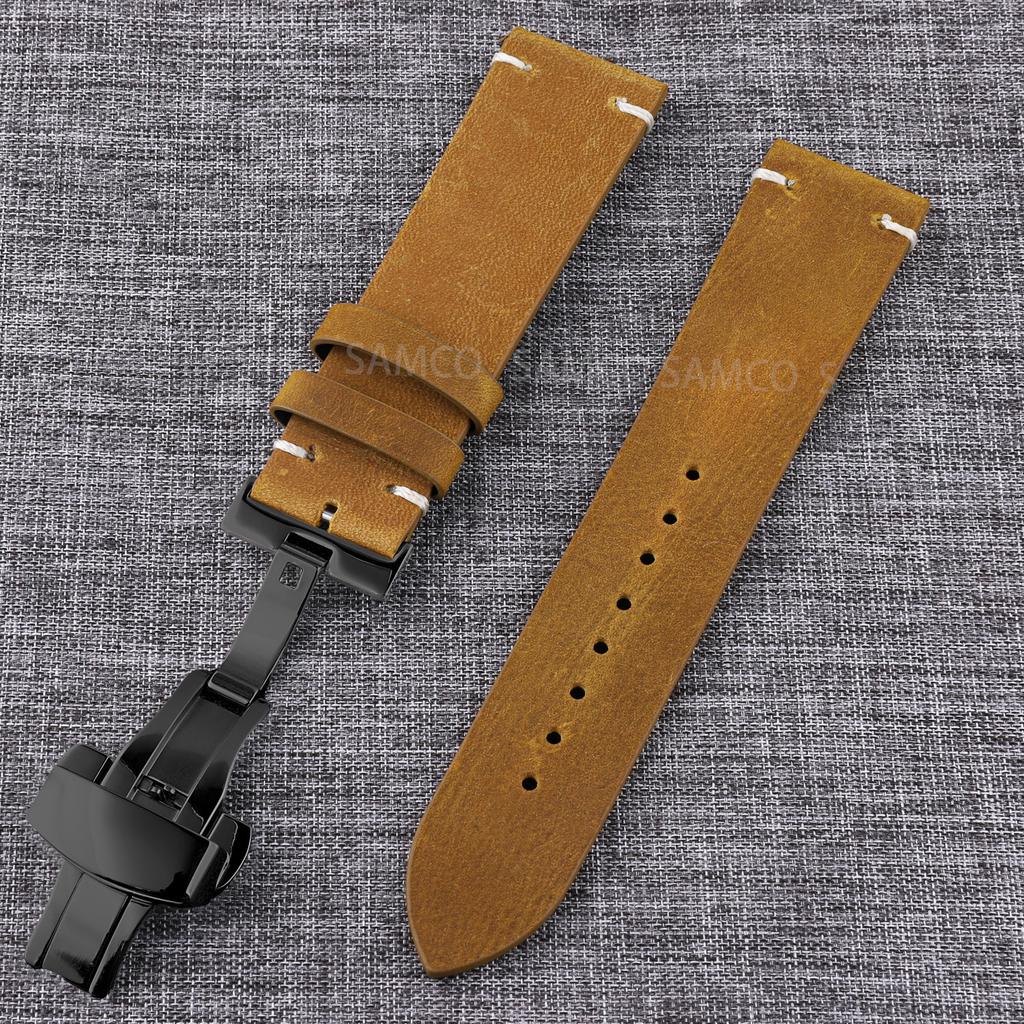 Genuine Leather Watch Bands , Vintage Top Grain Leather Watch Straps 18mm, 19mm, 20mm, 21mm, 22mm, 24mm for Seiko Citizen Orient