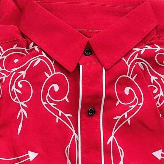 Camicia da cowboy occidentale da uomo, colletto con bavero, monopetto, manica lunga, ricamo, vestibilità slim, camicia casual