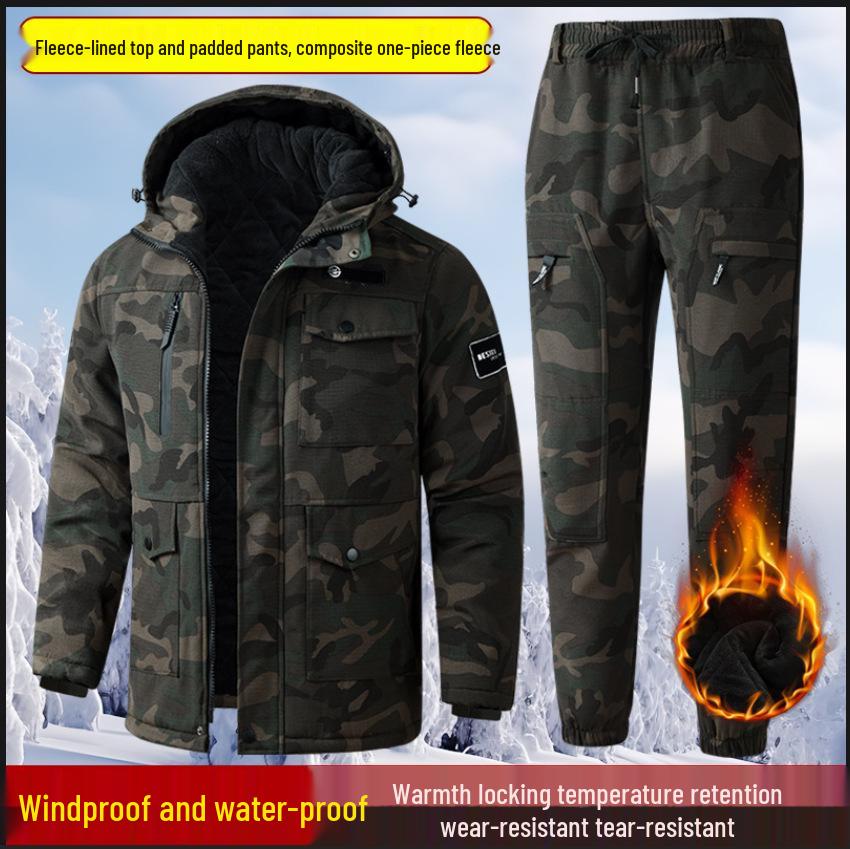 Men's Camouflage Winter Work Jacket - Thick, Warm, Loose-Fit Cotton Coat for Outdoor Labor Protection