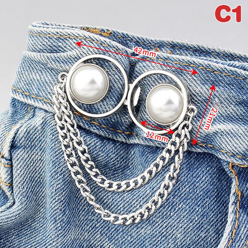 Ajusteur de Bouton de Jean Pour Pantalons Jupes Bouton Perle Gland Fermeture Pression Épingle de Pantalon Sans Couture Boucle de Taille de Jean Accessoires